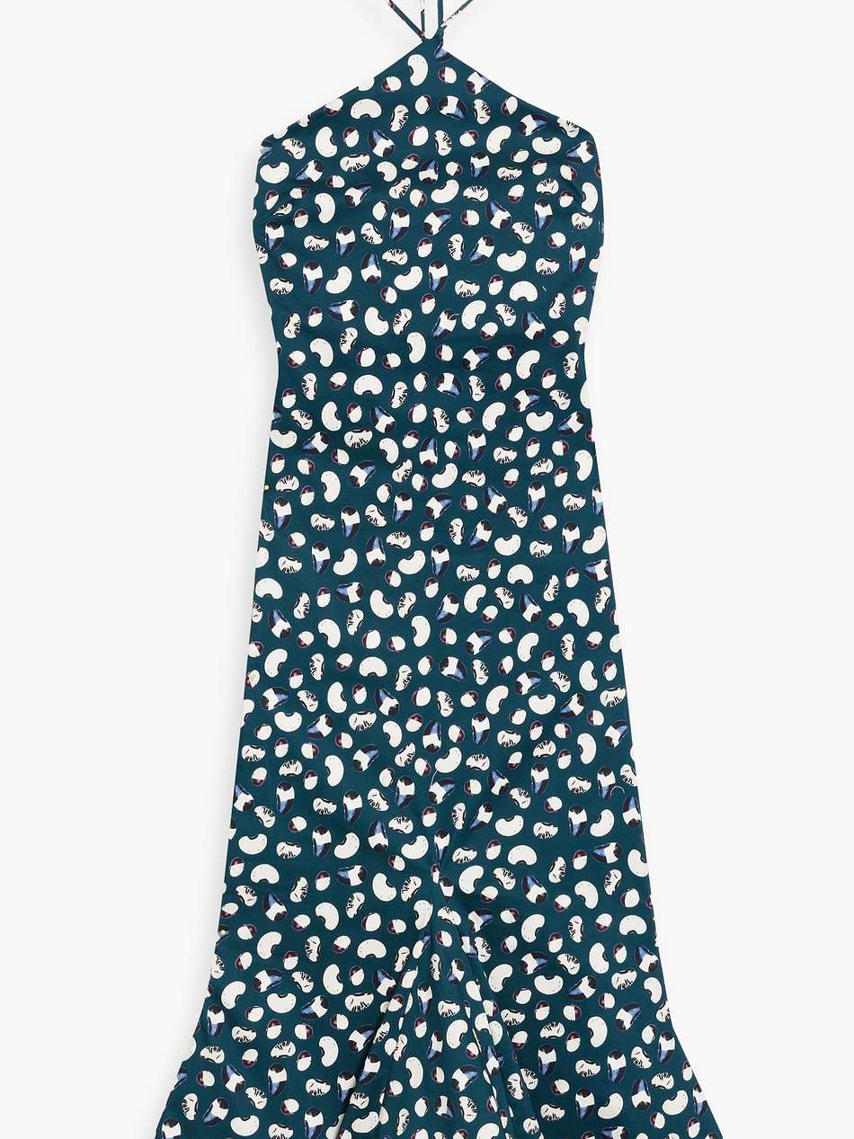 ati  cosecha fluted printed cotton-blend halterneck midi dress