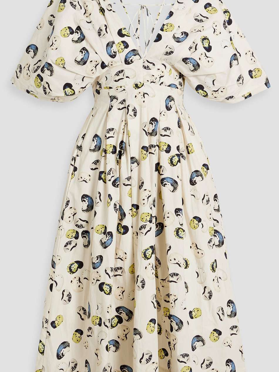 federica cosecha pleated printed cotton midi dress