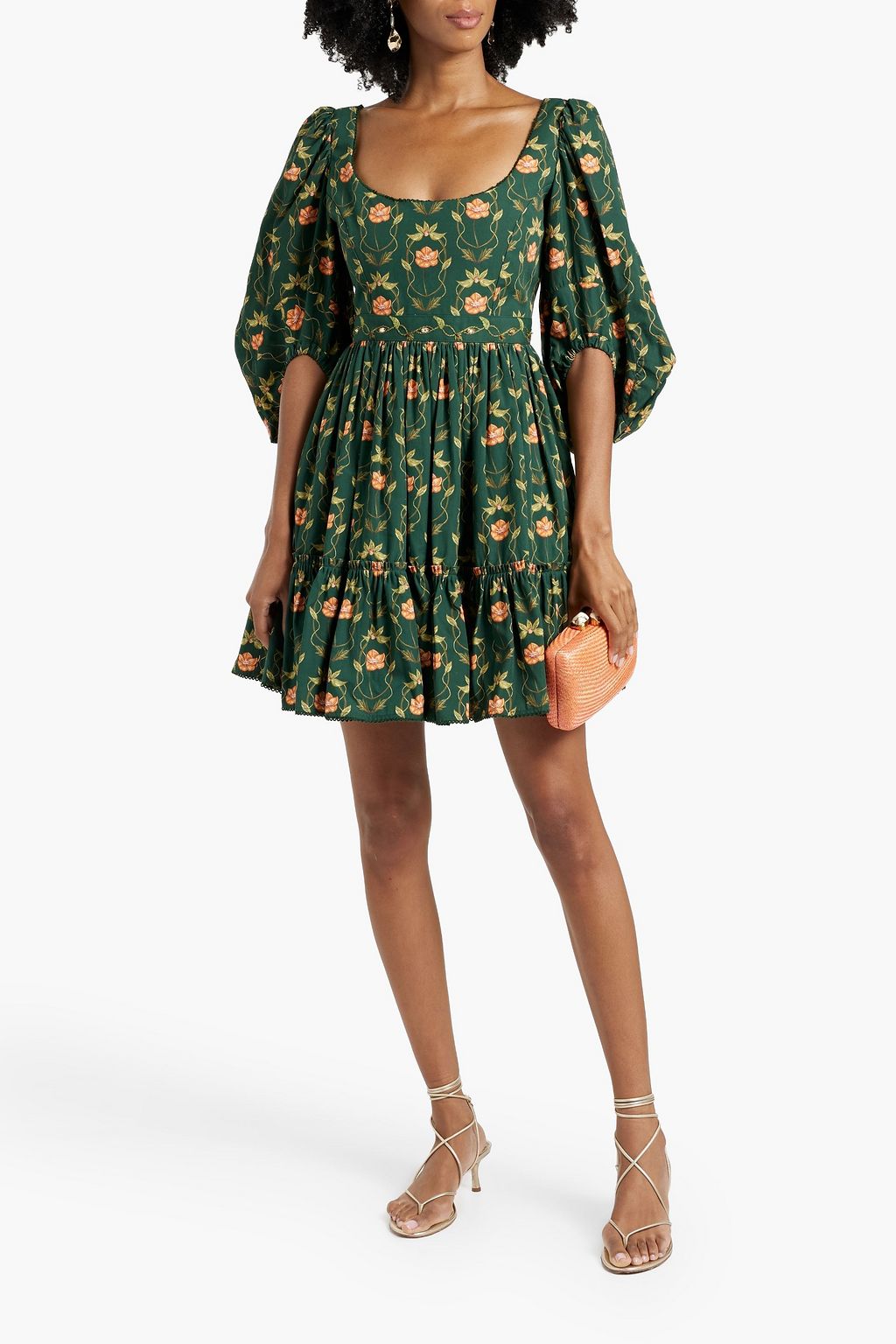 AGUA BY AGUA BENDITA Delirio Esoterica embellished floral-print cotton-poplin mini dress