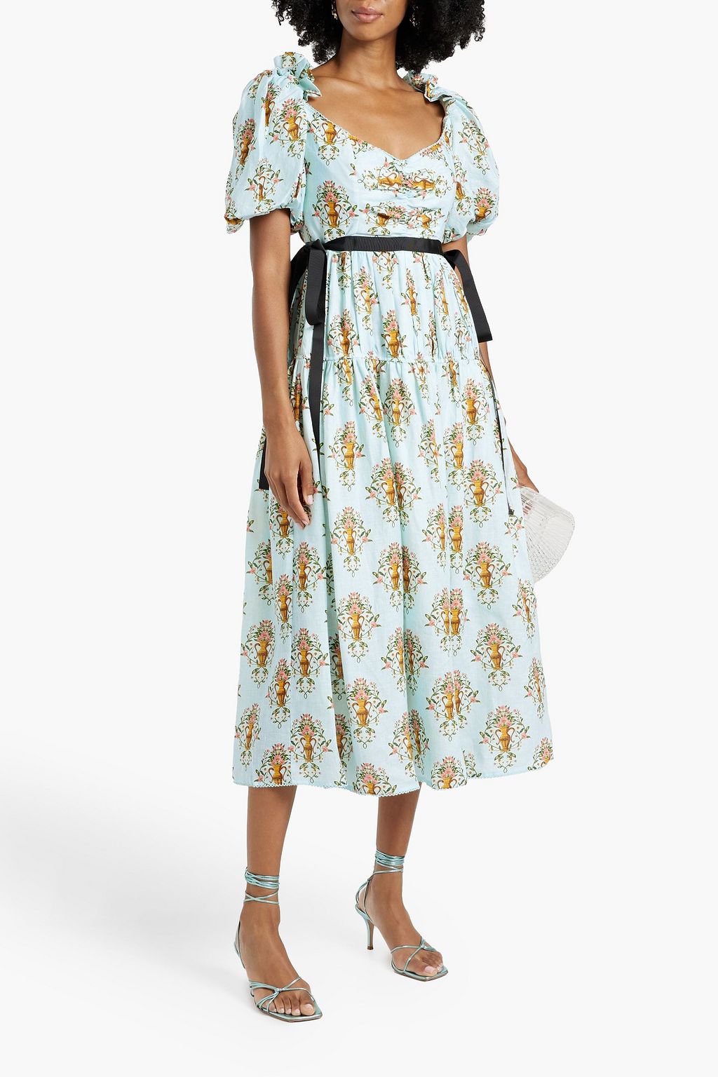chinese dress ladies Women's Hilary A-Line Bow Linen Cotton Midi Dress S/M/L/Customize Black and White Mean Blvd Black and White / Customize