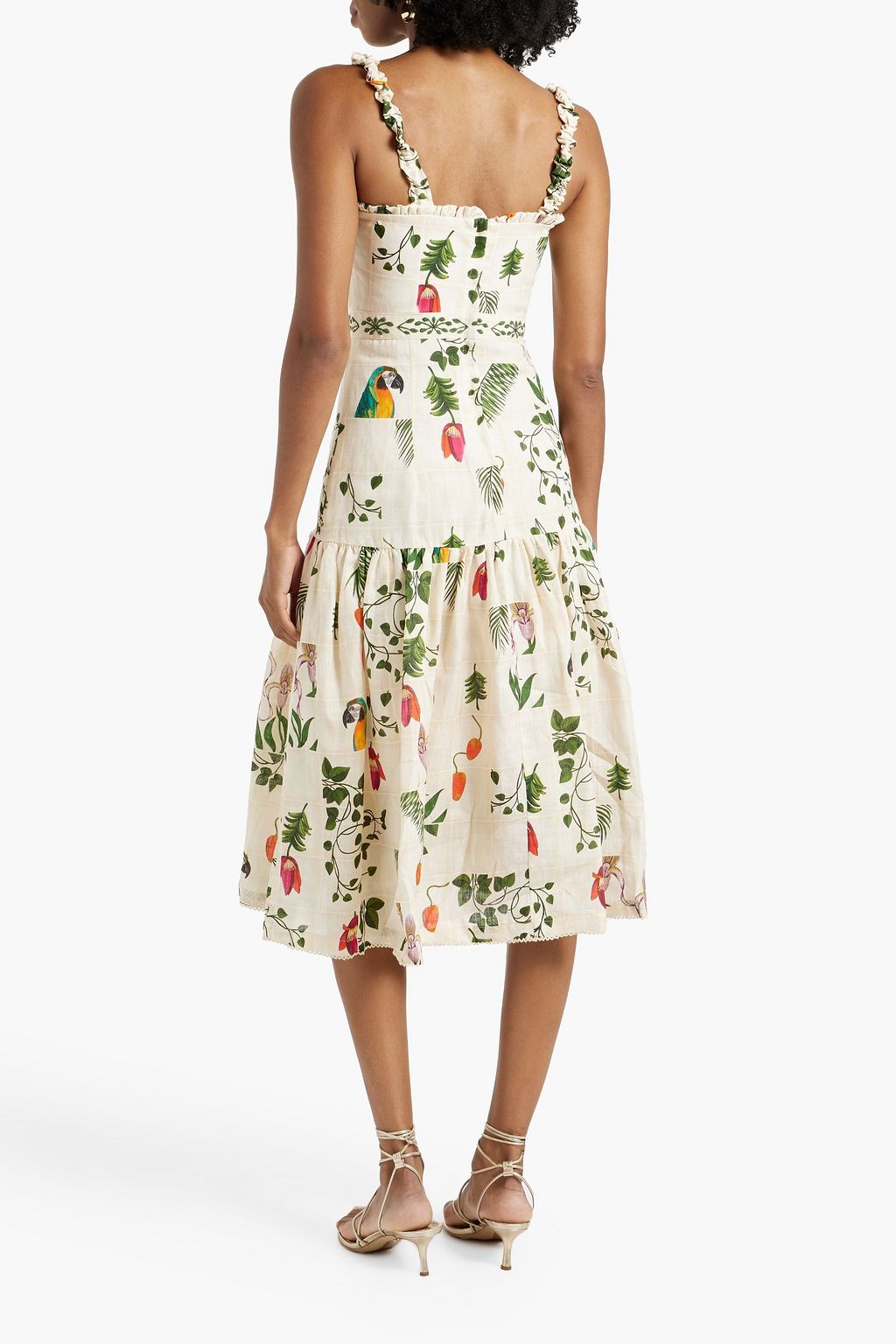 AGUA BY AGUA BENDITA Nispero Bouquet tiered printed linen midi dress