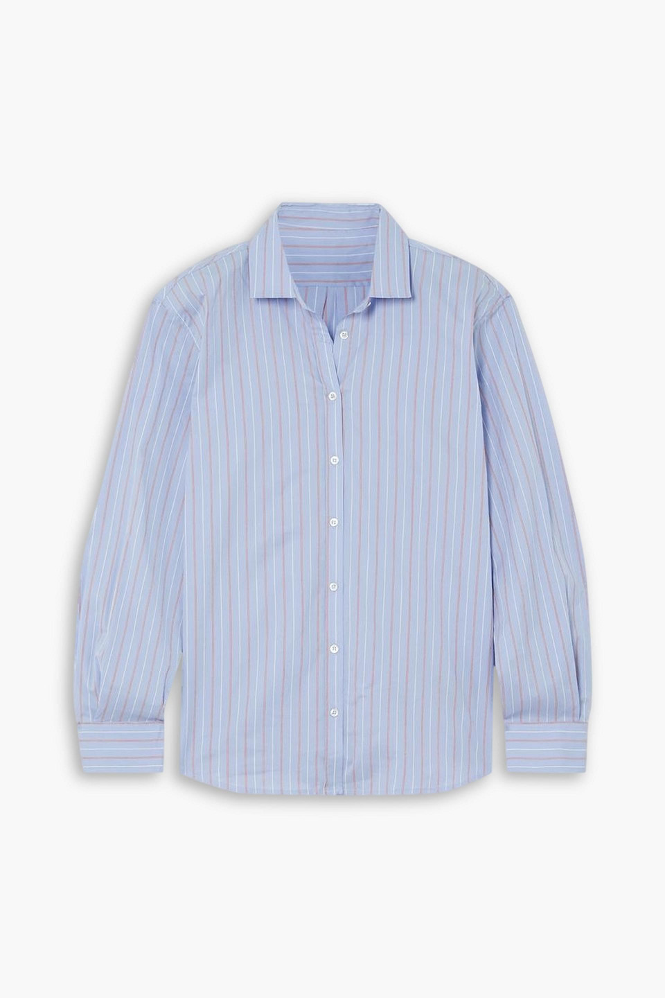 Fortela Catherine Striped Cotton-blend Poplin Shirt In Light Blue