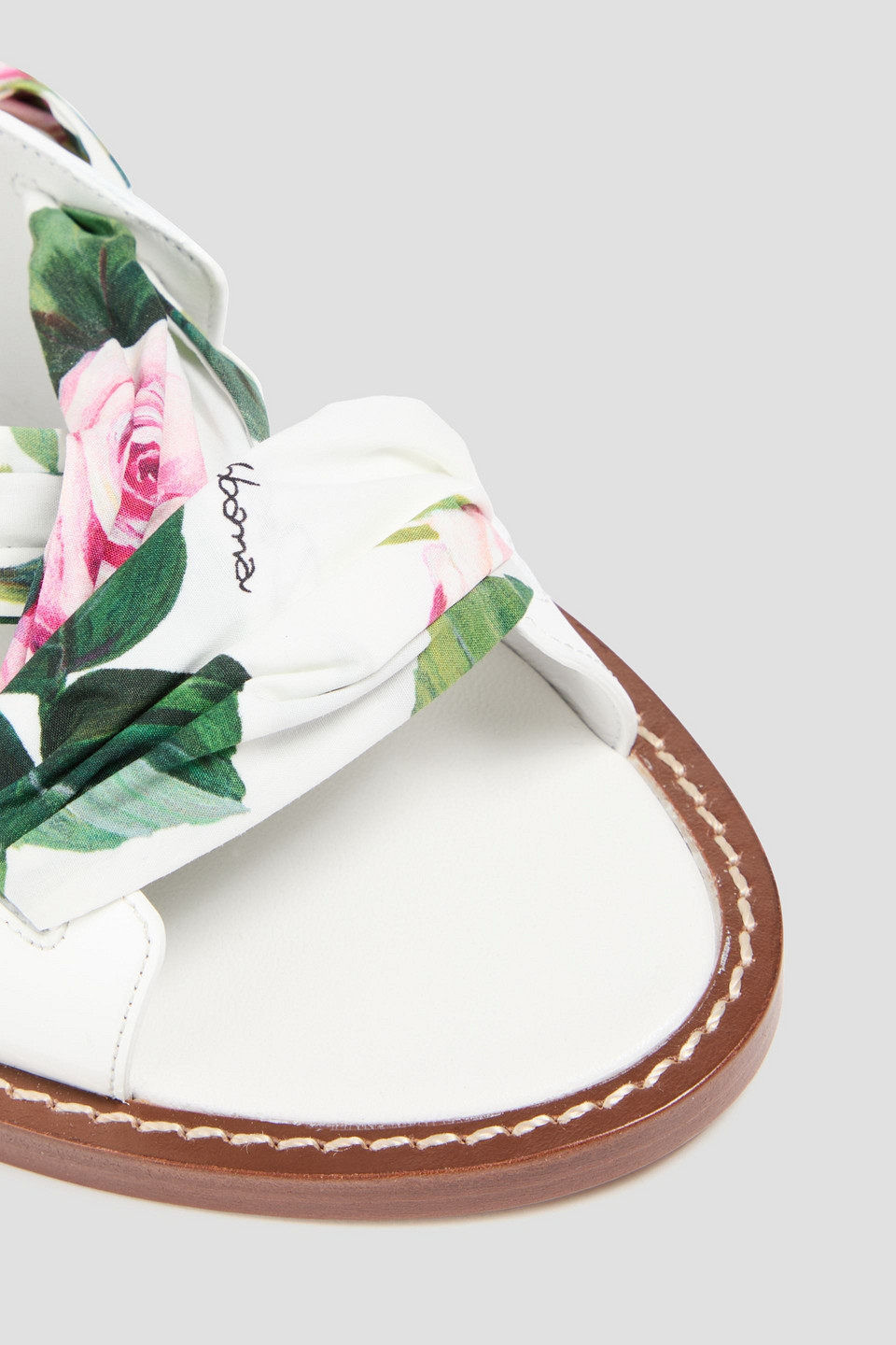 DOLCE & GABBANA PATENT-LEATHER AND COTTON SANDALS