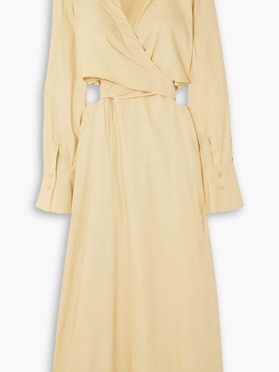 giulia convertible wrap-effect cutout linen-blend midi dress