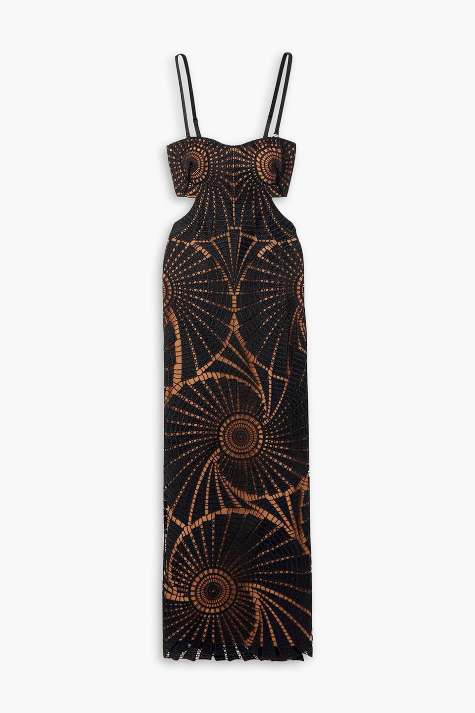 simkhai - jamie cutout guipure lace maxi dress - black - us 2