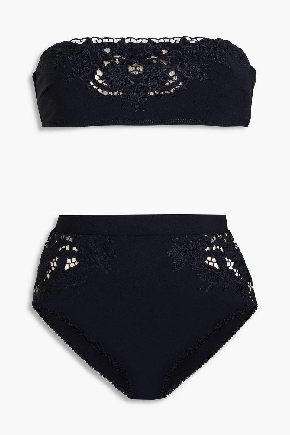 Zimmermann Bandeau-bikini Mit Stickereien In Schwarz