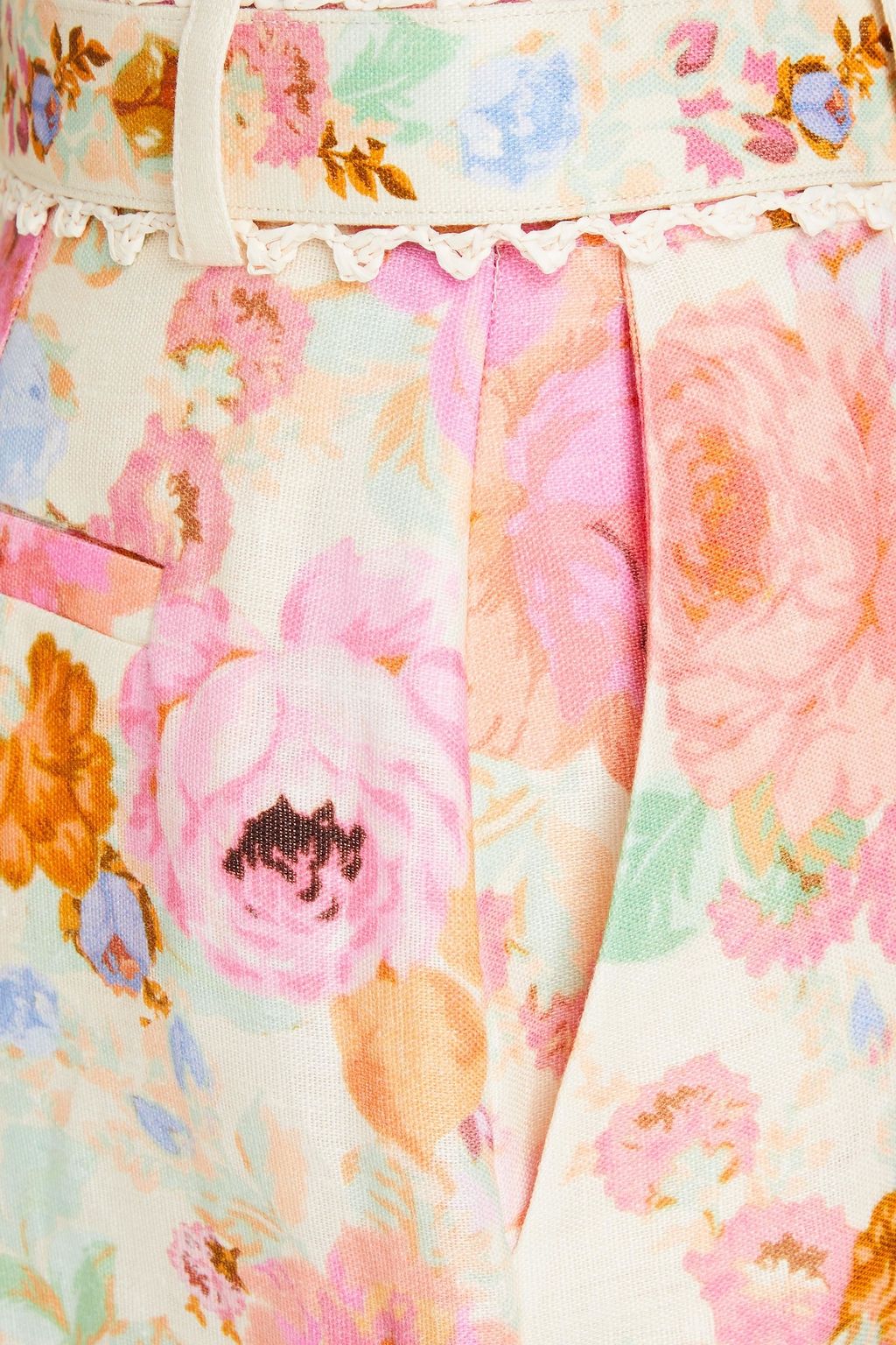 ZIMMERMANN Cropped floral-print linen flared pants