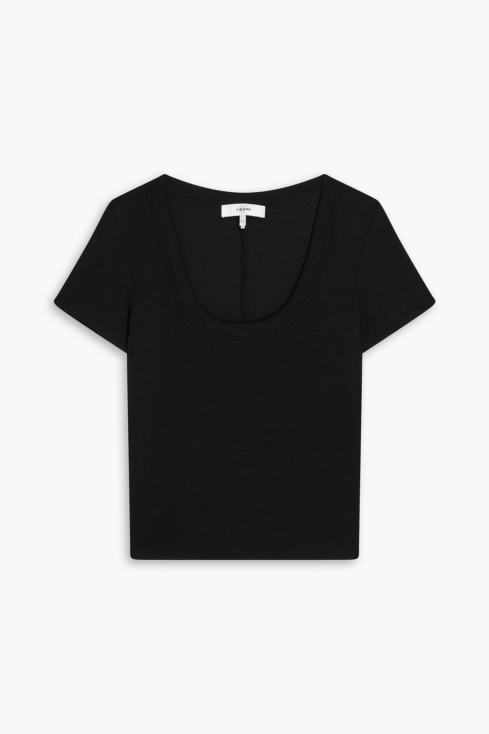 Frame Ribbed Modal-blend Stretch-jersey T-shirt In Black