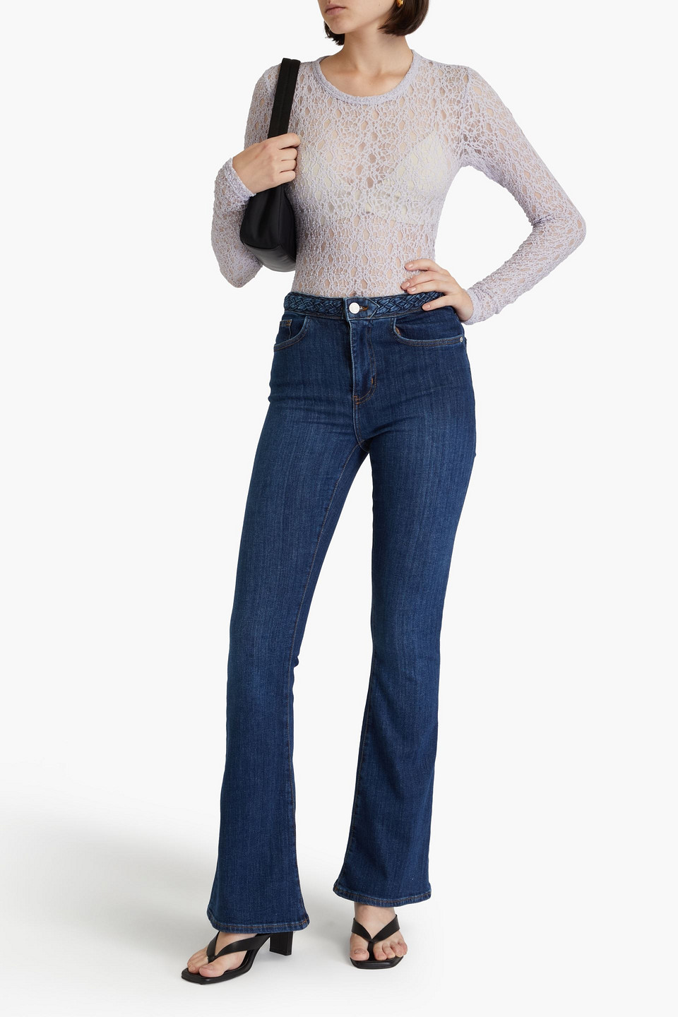 Frame Stretch-lace Top In Lilac