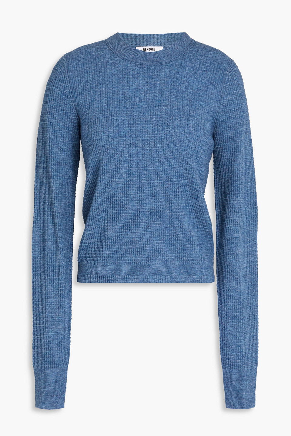 Re/done Mélange Wool And Cashmere-blend Jumper In Blue