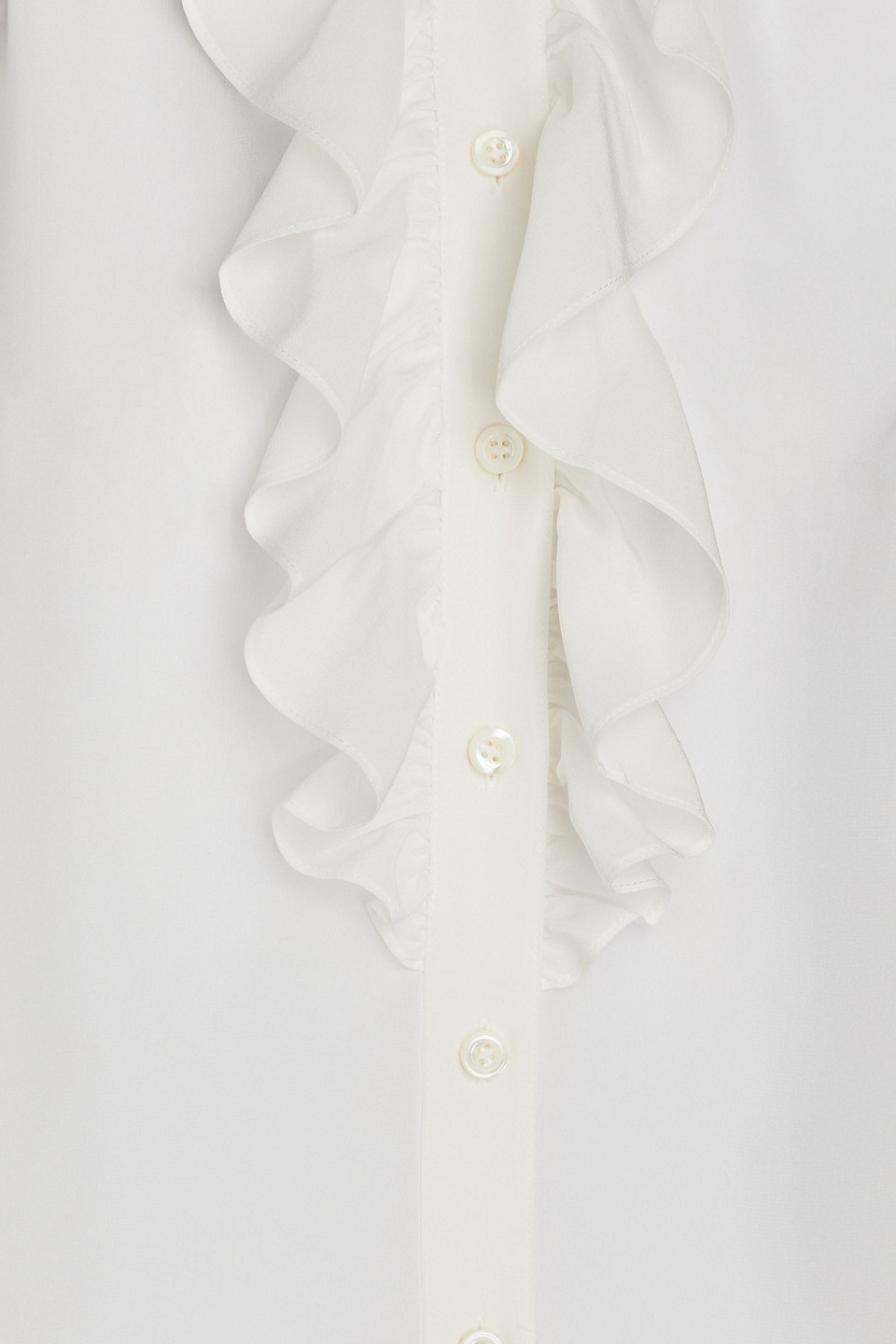 FRAME RUFFLED SILK CREPE DE CHINE TOP