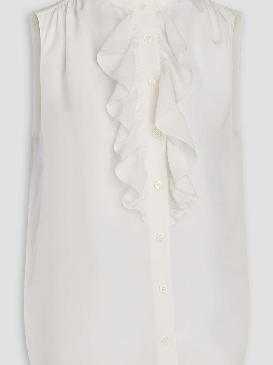 ruffled silk crepe de chine top