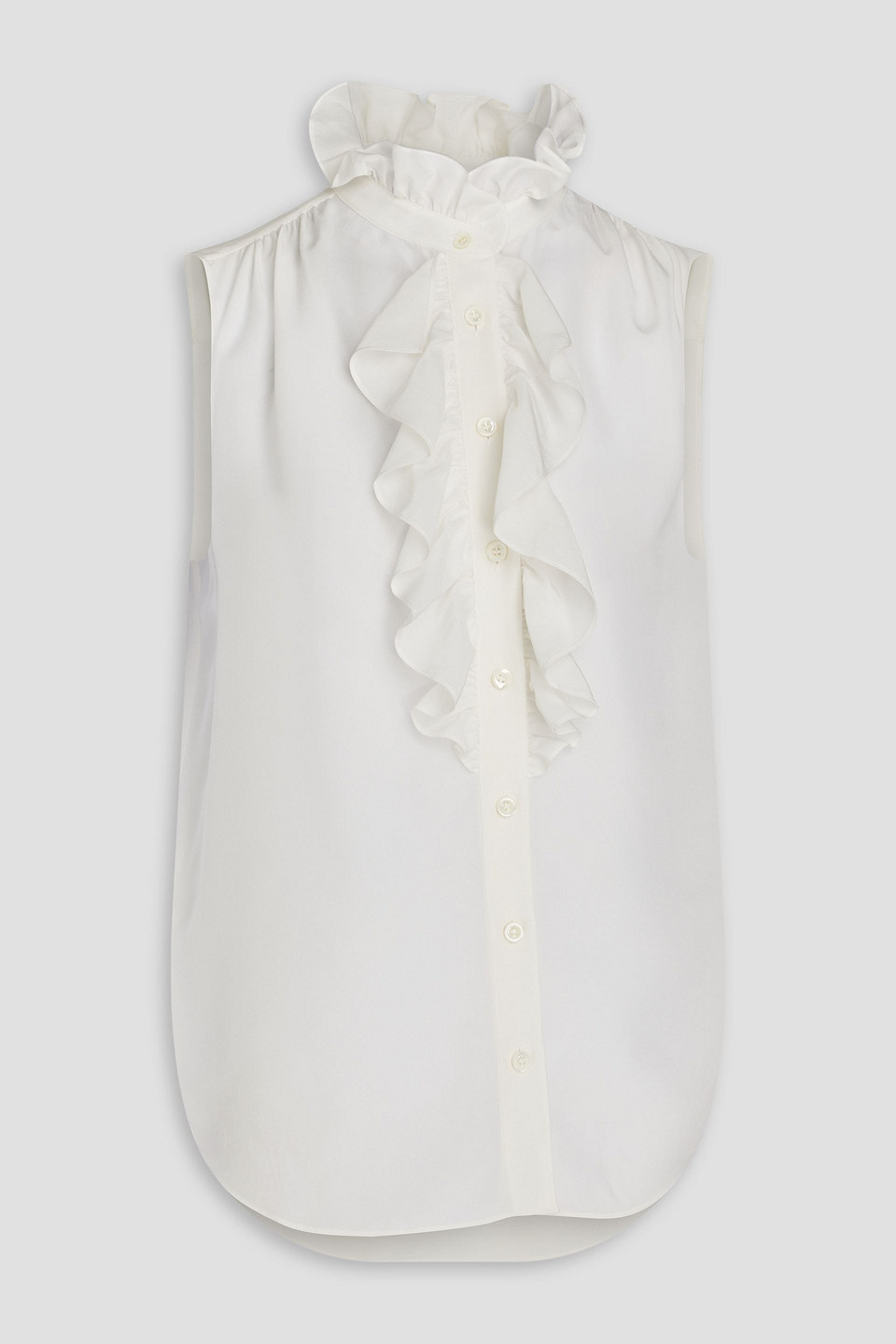 FRAME RUFFLED SILK CREPE DE CHINE TOP