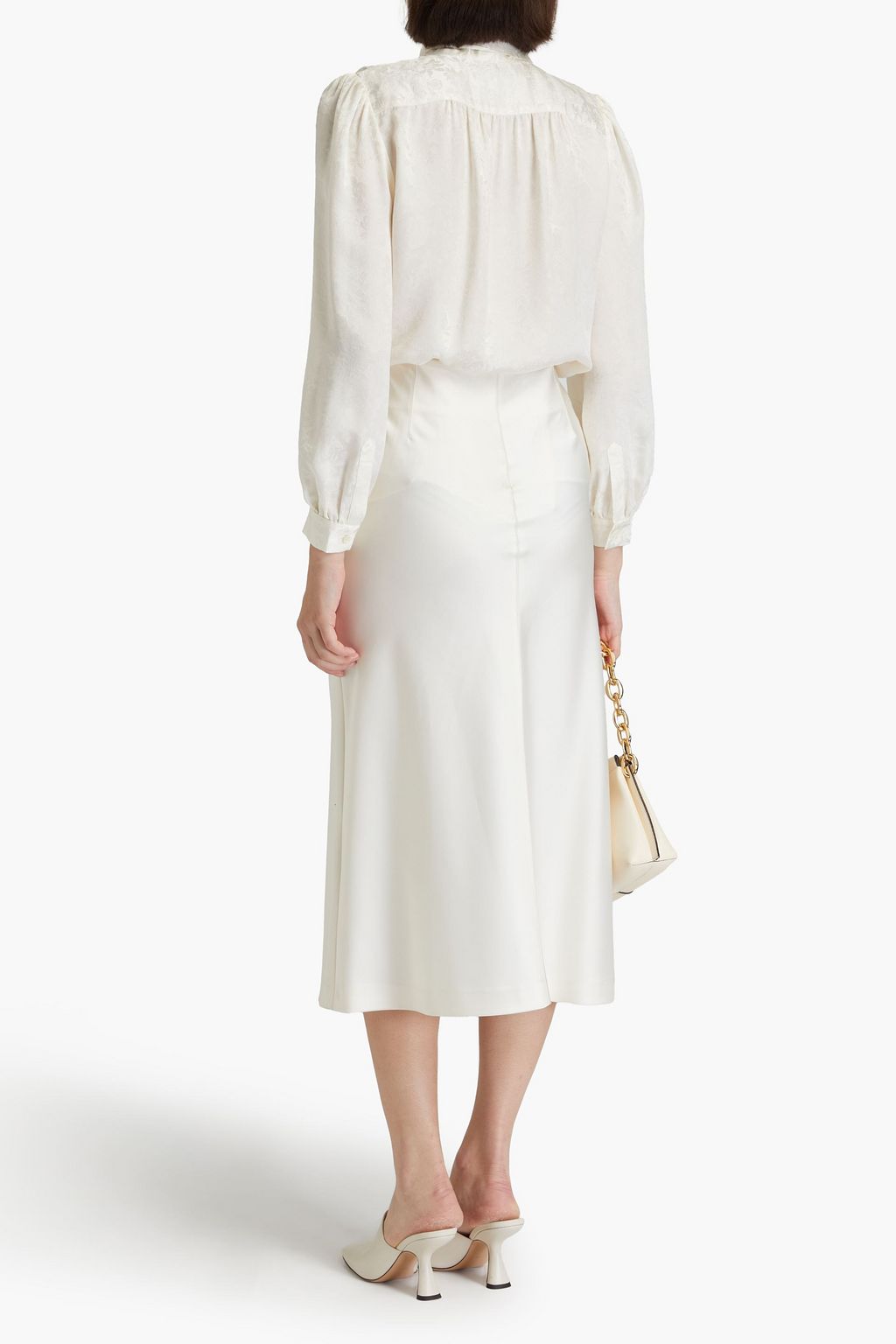 FRAME Pussy-bow silk jacquard blouse
