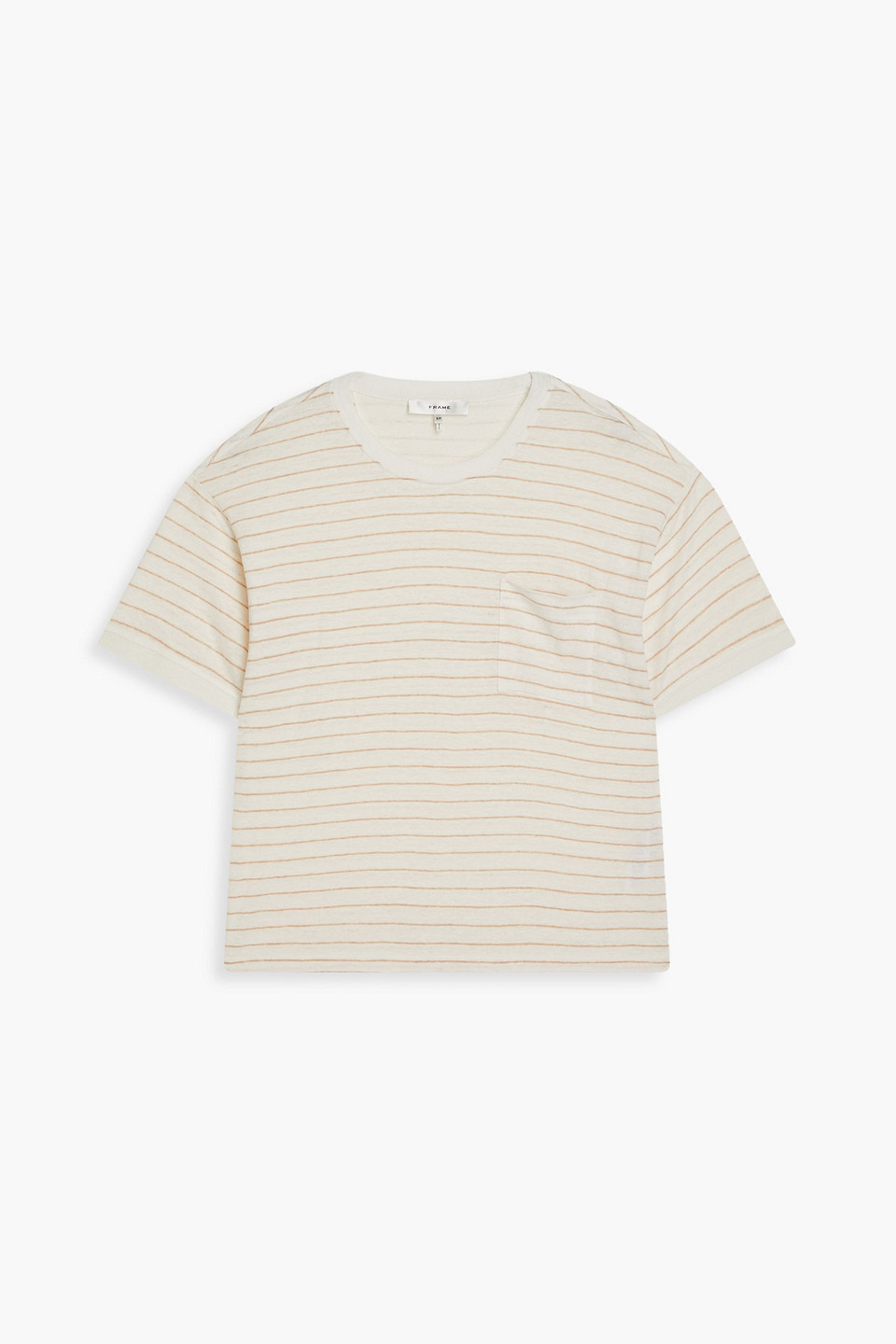 Frame Striped Linen-jersey T-shirt In Sand