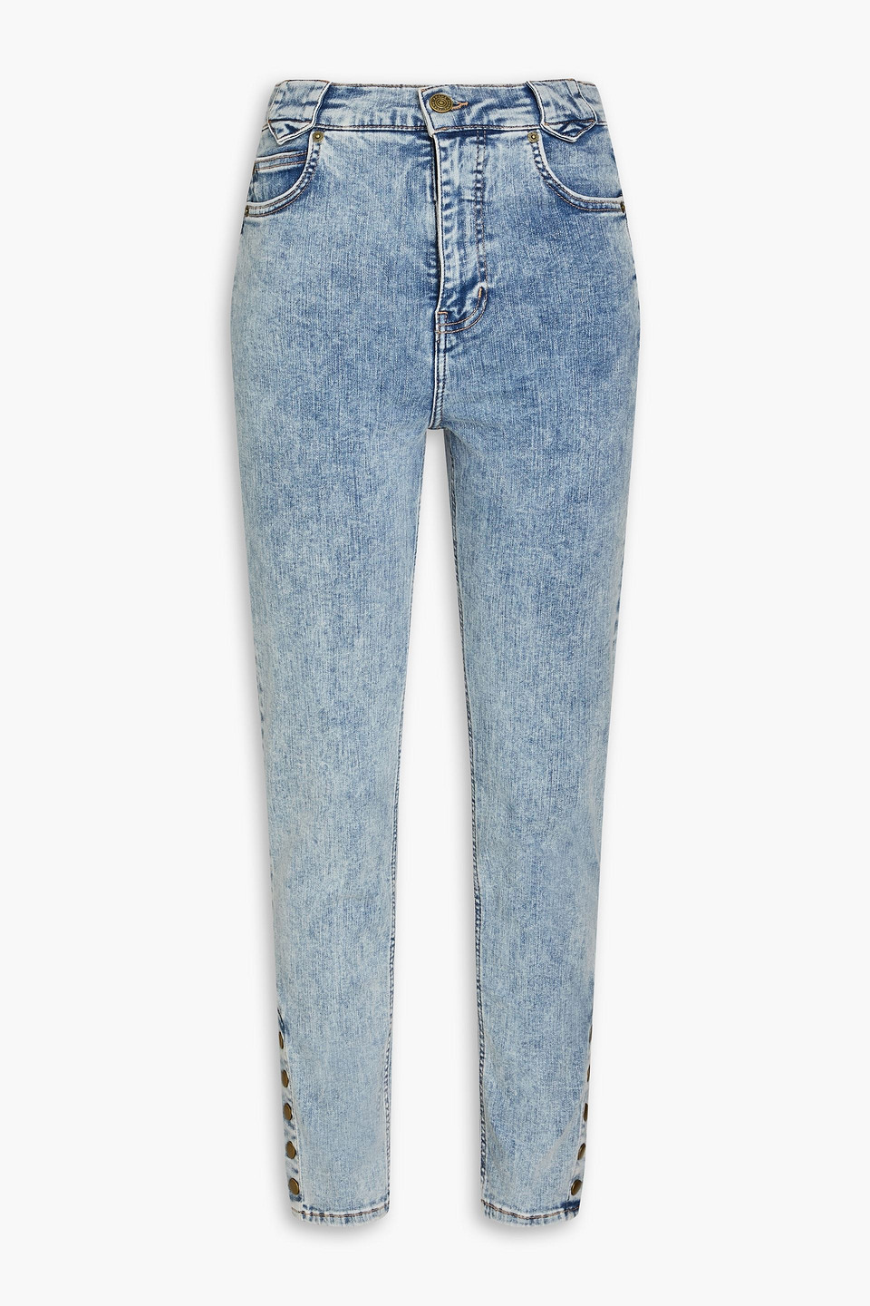 Frame Cropped High-rise Skinny Jeans In Light Denim
