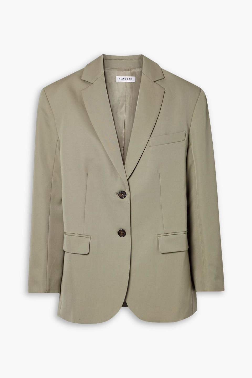 Anine Bing Quinn Oversized Wool Blazer In Sage Green