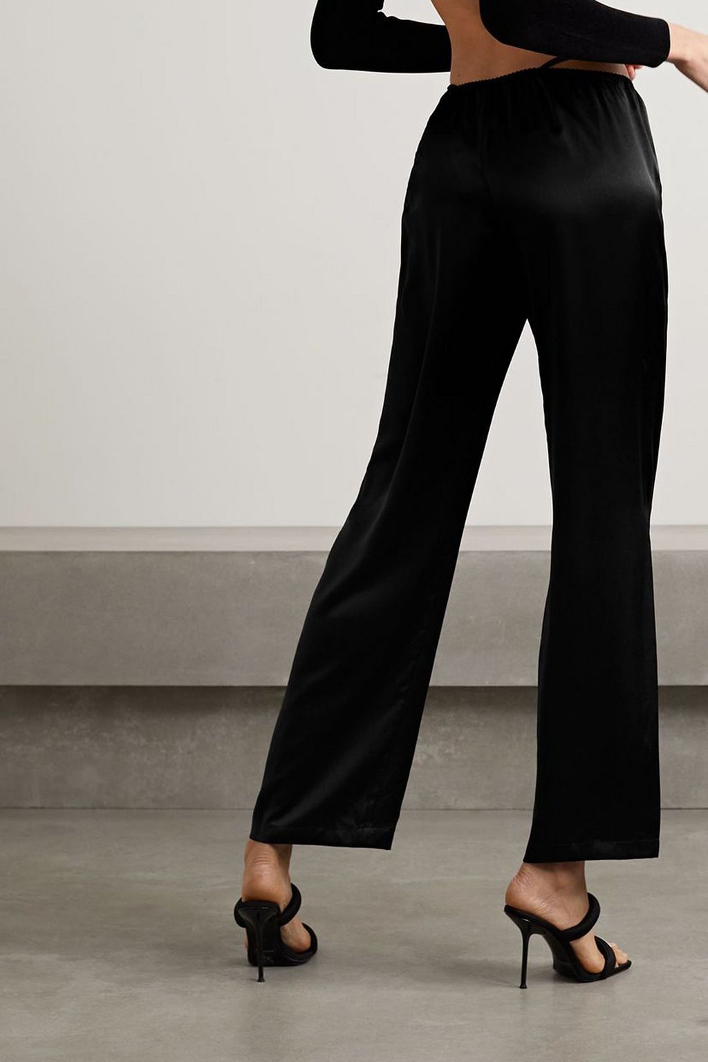 ALEXANDERWANG.T Crystal-embellished silk-satin straight-leg pants