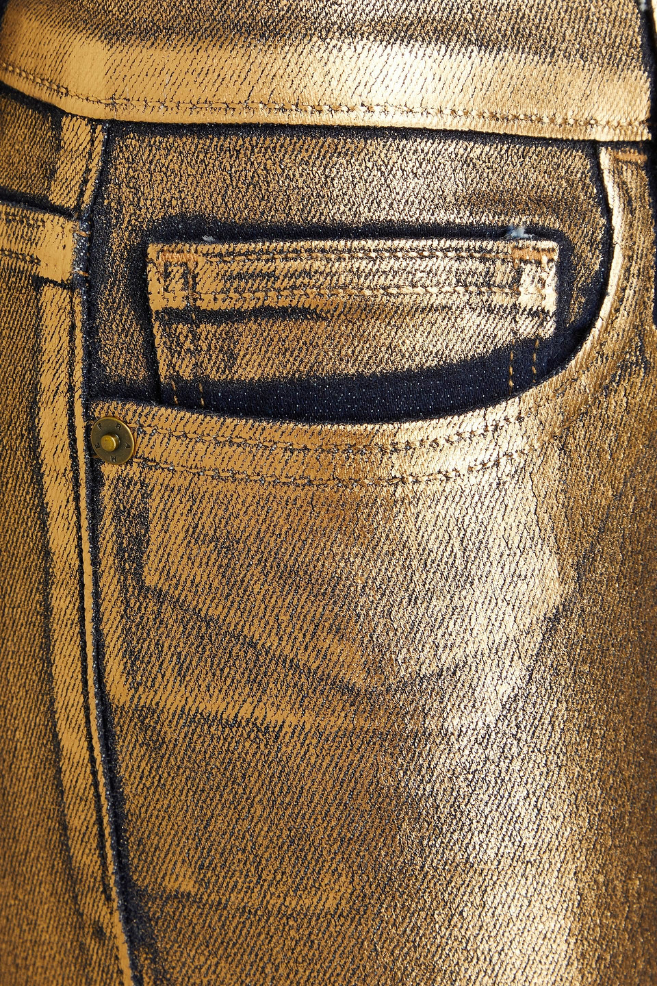 FRAME LE HIGH STRAIGHT CROPPED METALLIC STRAIGHT JEANS