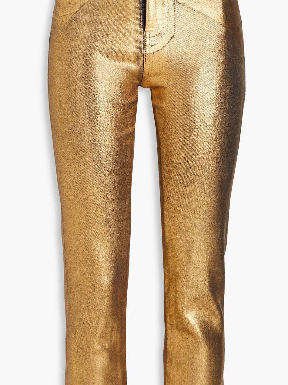 le high straight cropped metallic straight jeans