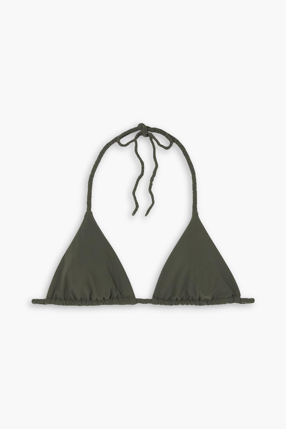 Totême Braid Tie Triangle Bikini Top In Dark Green