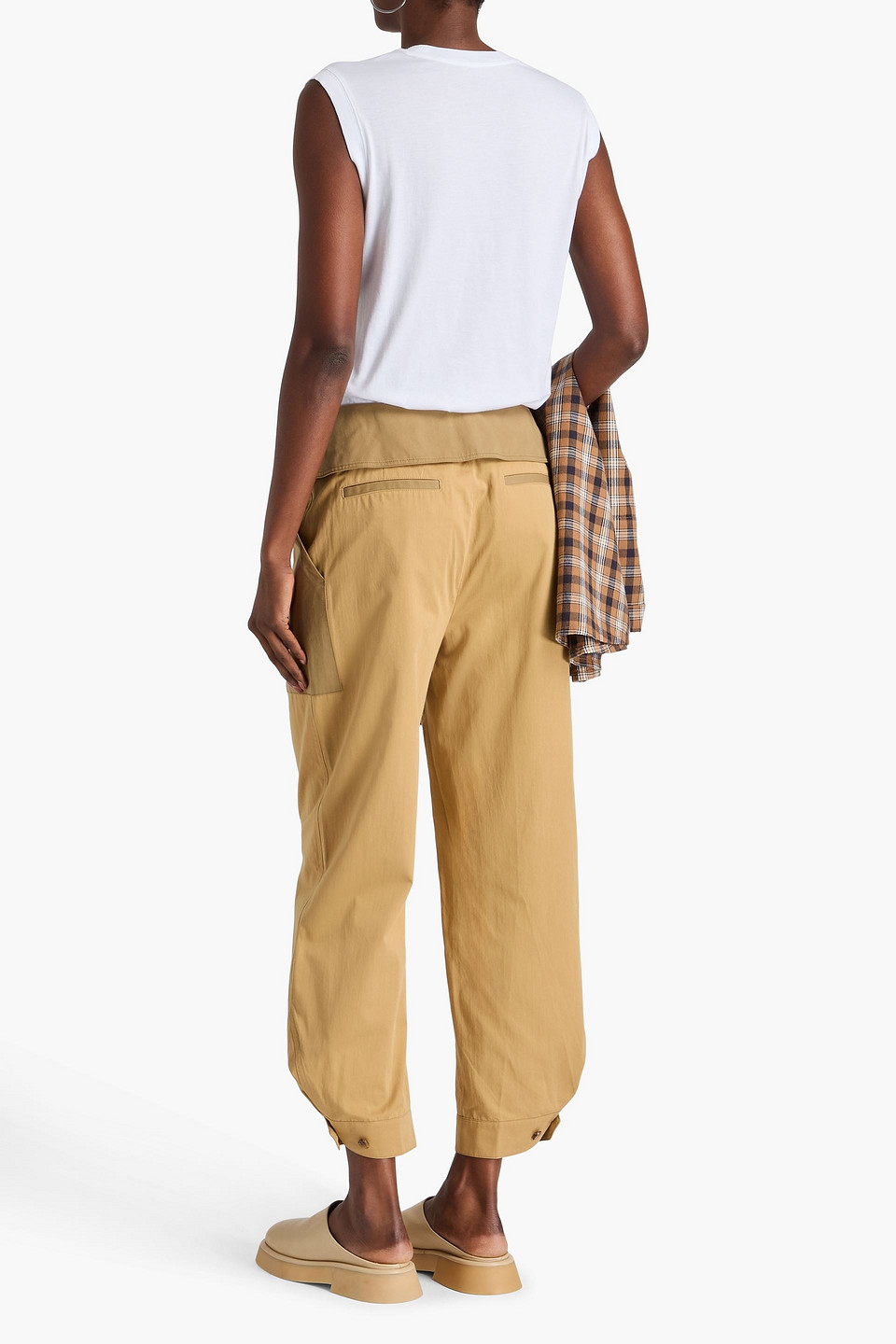 Frame Two-tone Cotton-poplin Tapered Pants In Camel