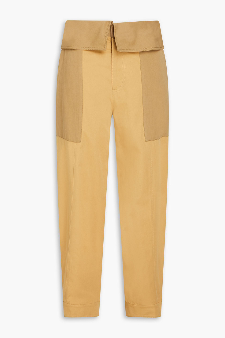 Frame Two-tone Cotton-poplin Tapered Trousers In Camel