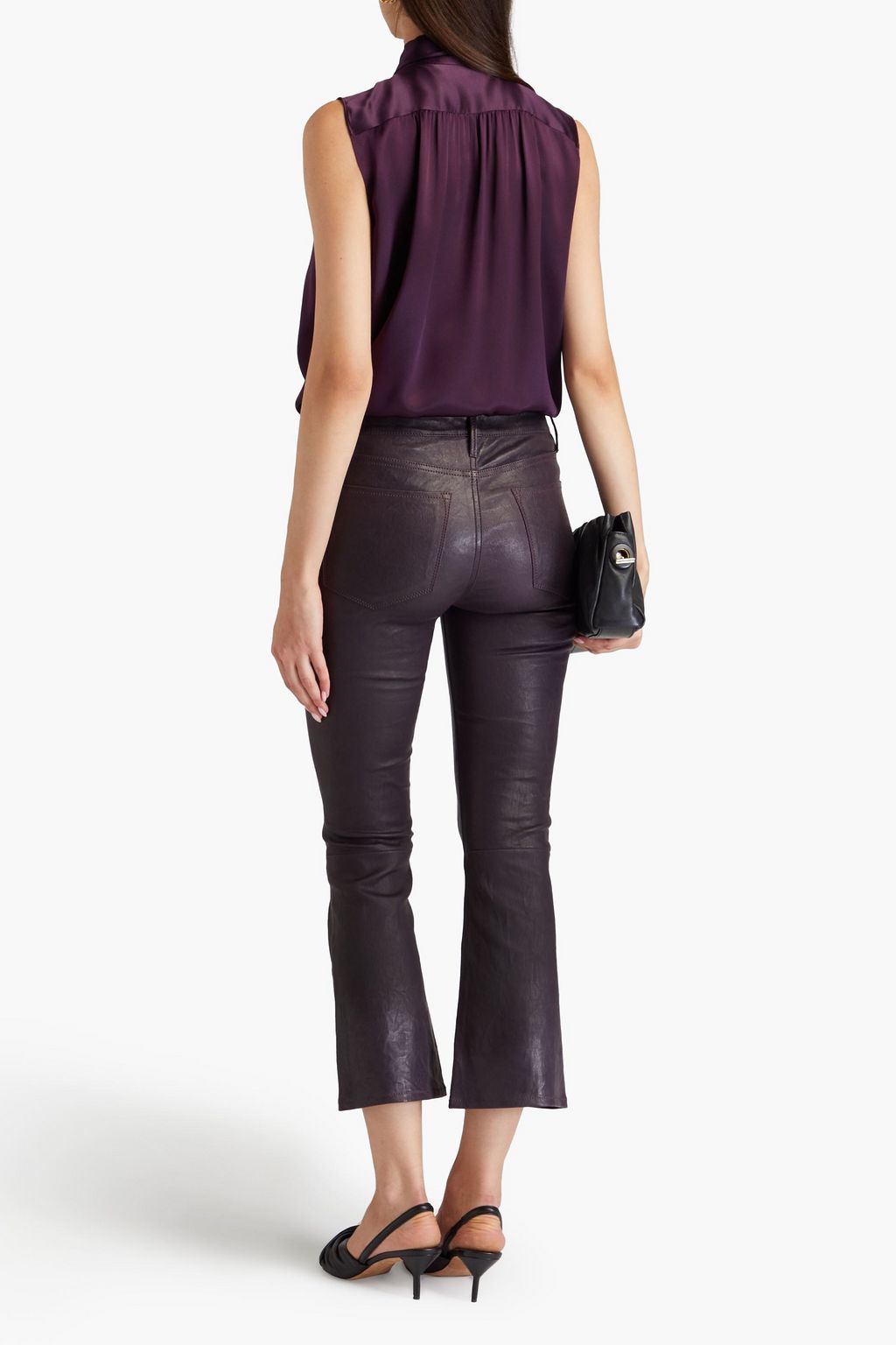 FRAME Pussy-bow silk-satin blouse