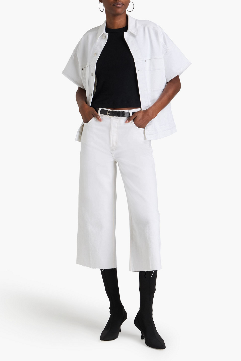 FRAME CROPPED HIGH-RISE WIDE-LEG JEANS