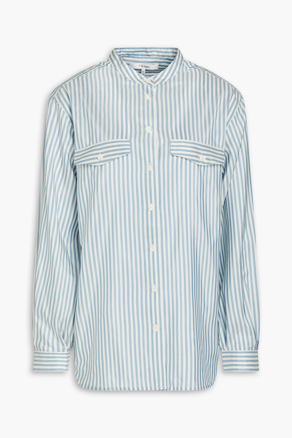 Frame Silk Striped Shirt In Light Blue