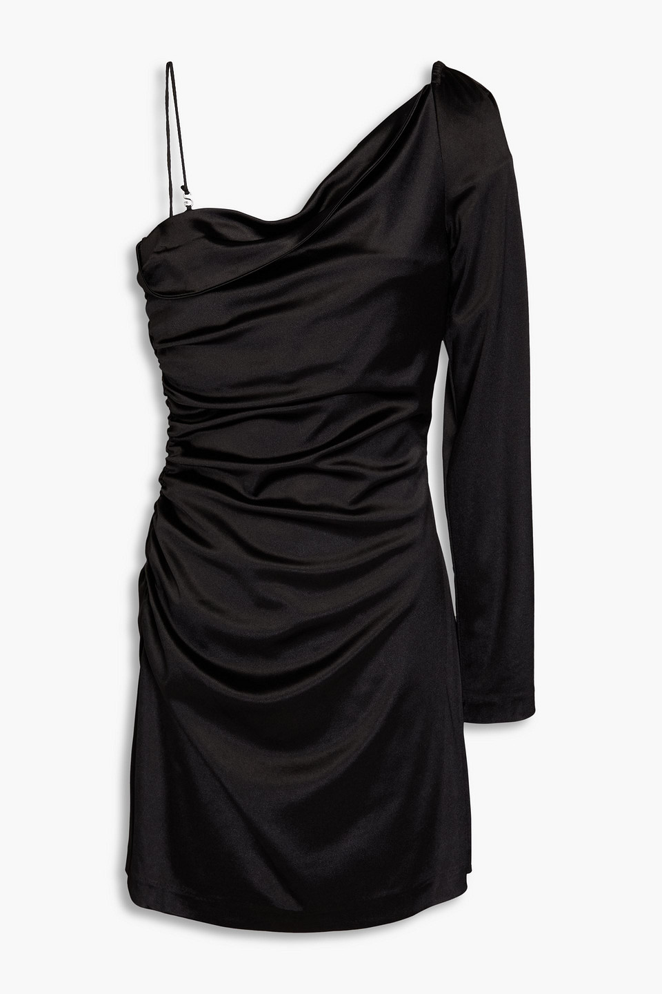Stine Goya Karter One-shoulder Satin-jersey Mini Dress In Black