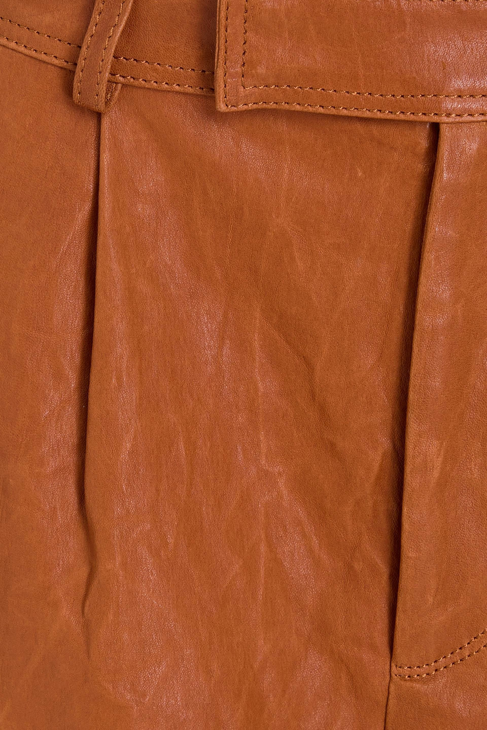 FRAME PLEATED LEATHER SHORTS 