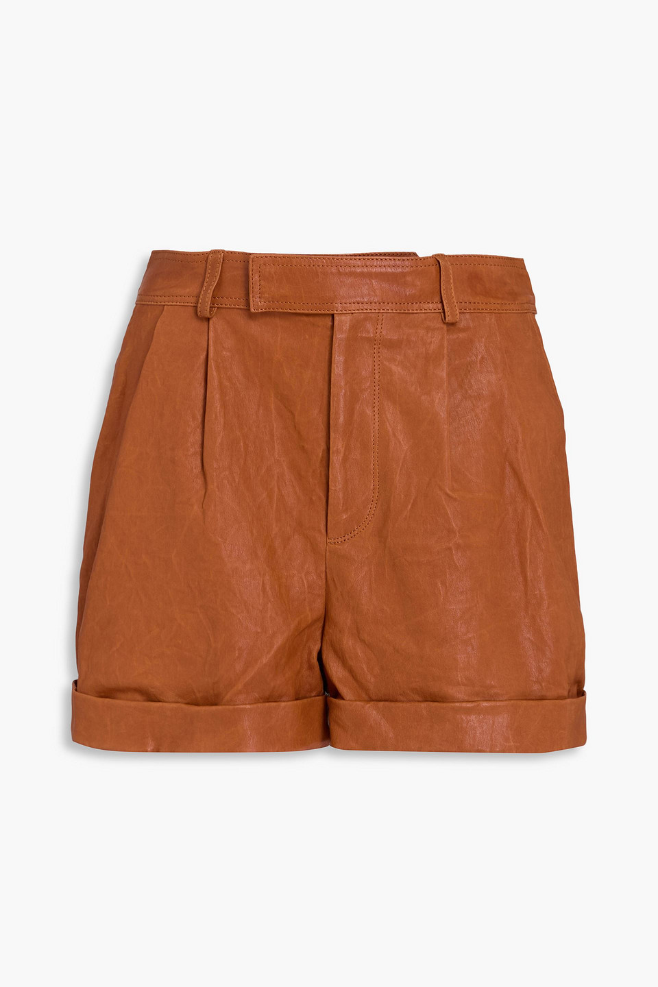Frame Pleated Cashmere-felt Shorts In Tan