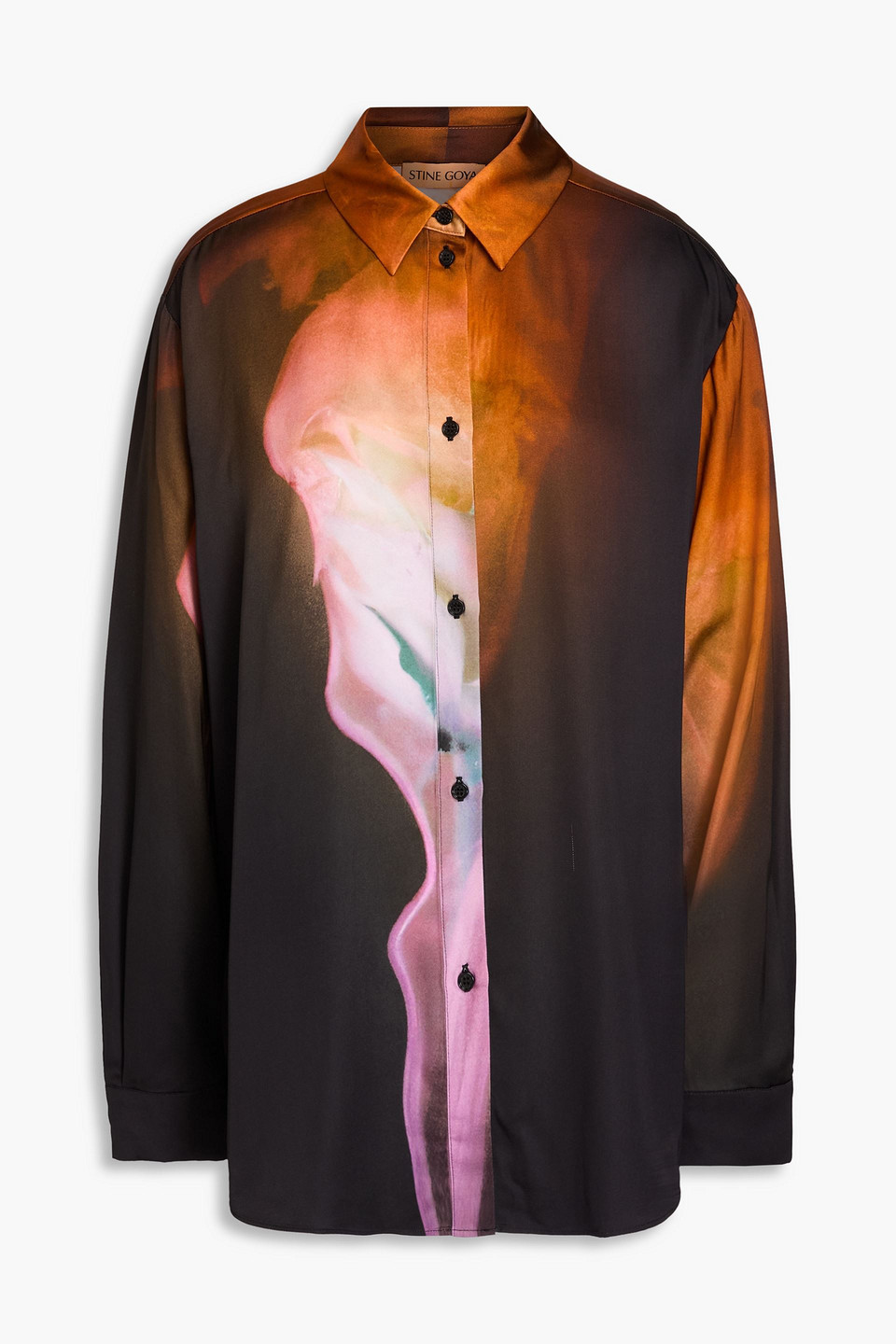 Stine Goya Sophia Printed Ecovero™-blend Satin Shirt In Black
