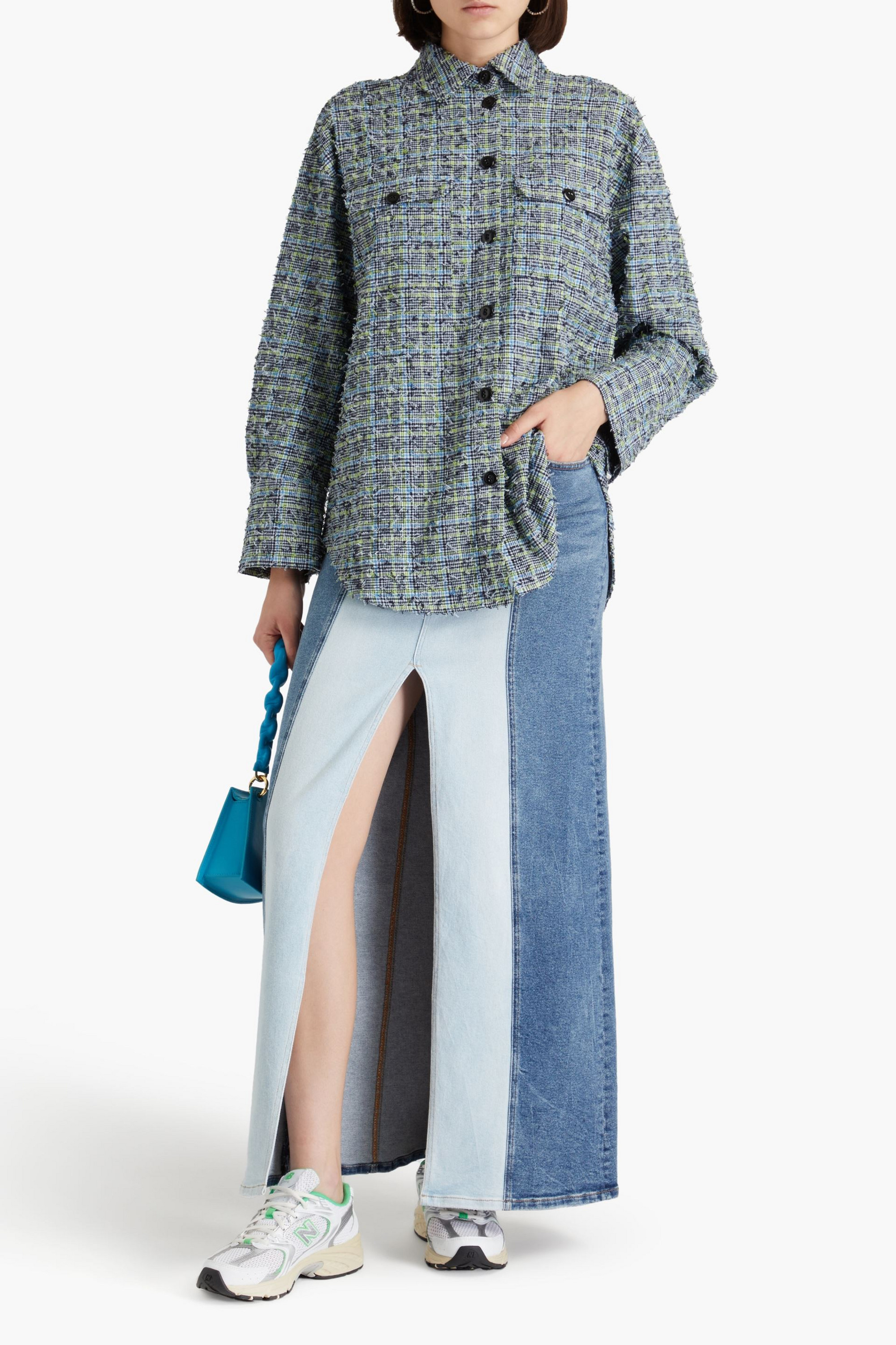 Stine Goya Phoenix frayed houndstooth tweed shirt
