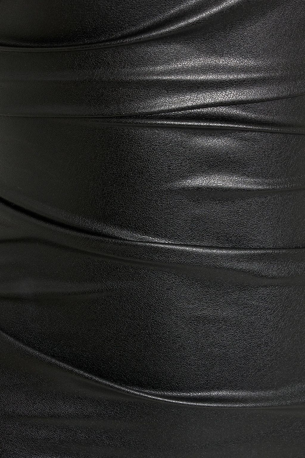 HELMUT LANG One-shoulder gathered faux leather mini dress
