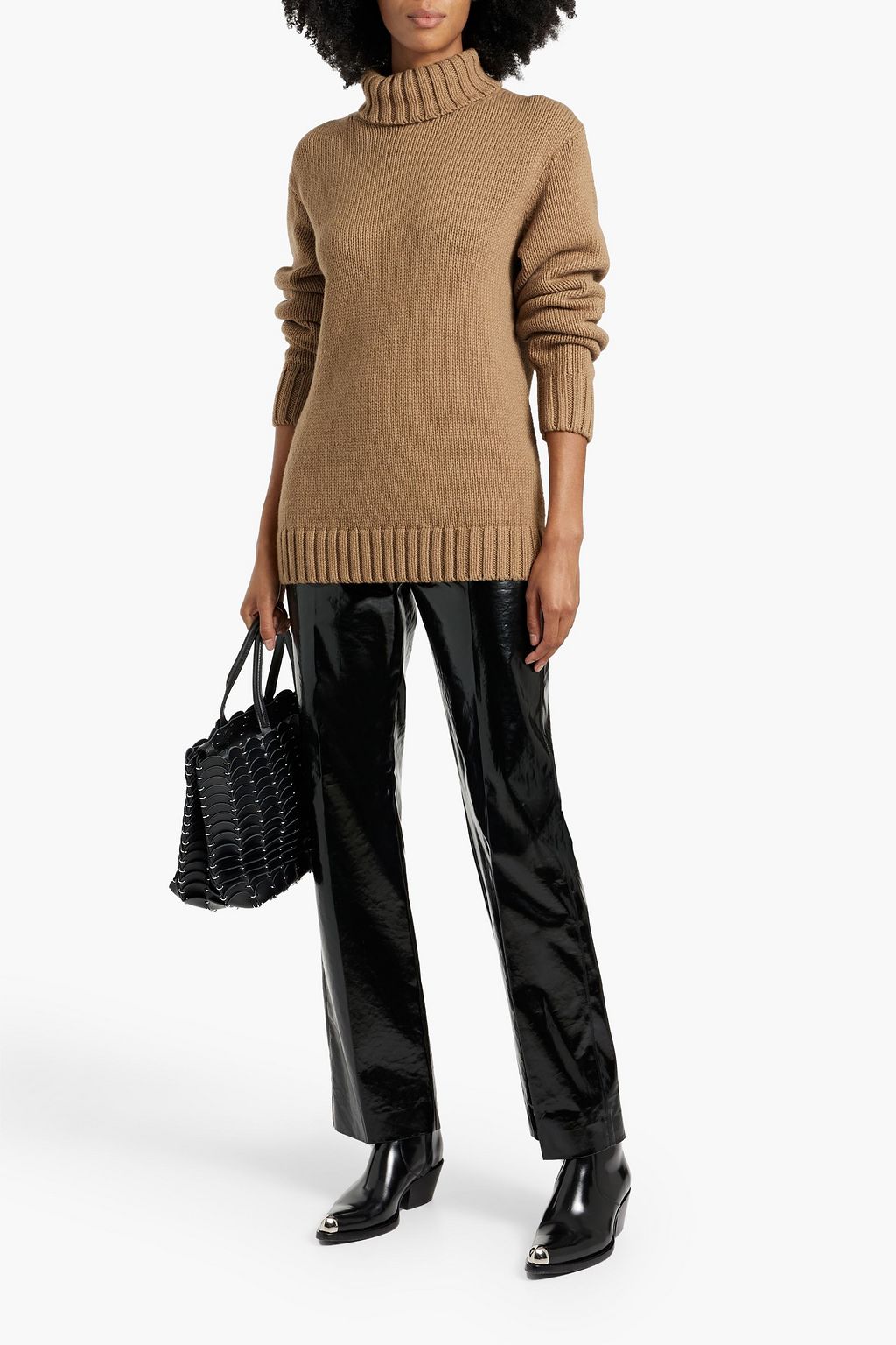 HELMUT LANG كنزة رياضية بياقة عالية بتصميم محبوك