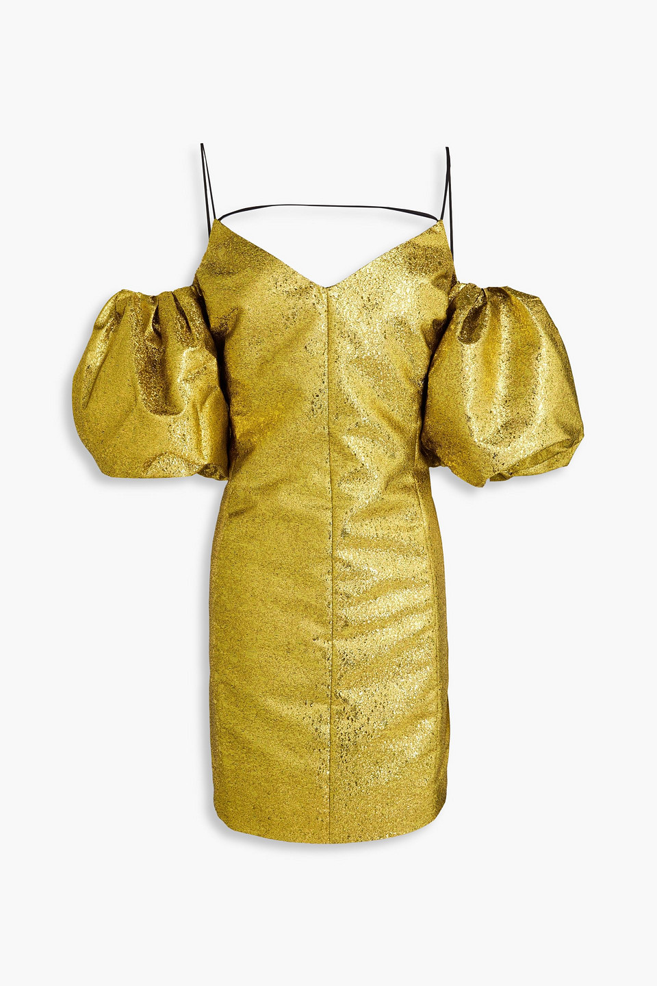 Brera cold-shoulder metallic fil coupé jacquard mini dress