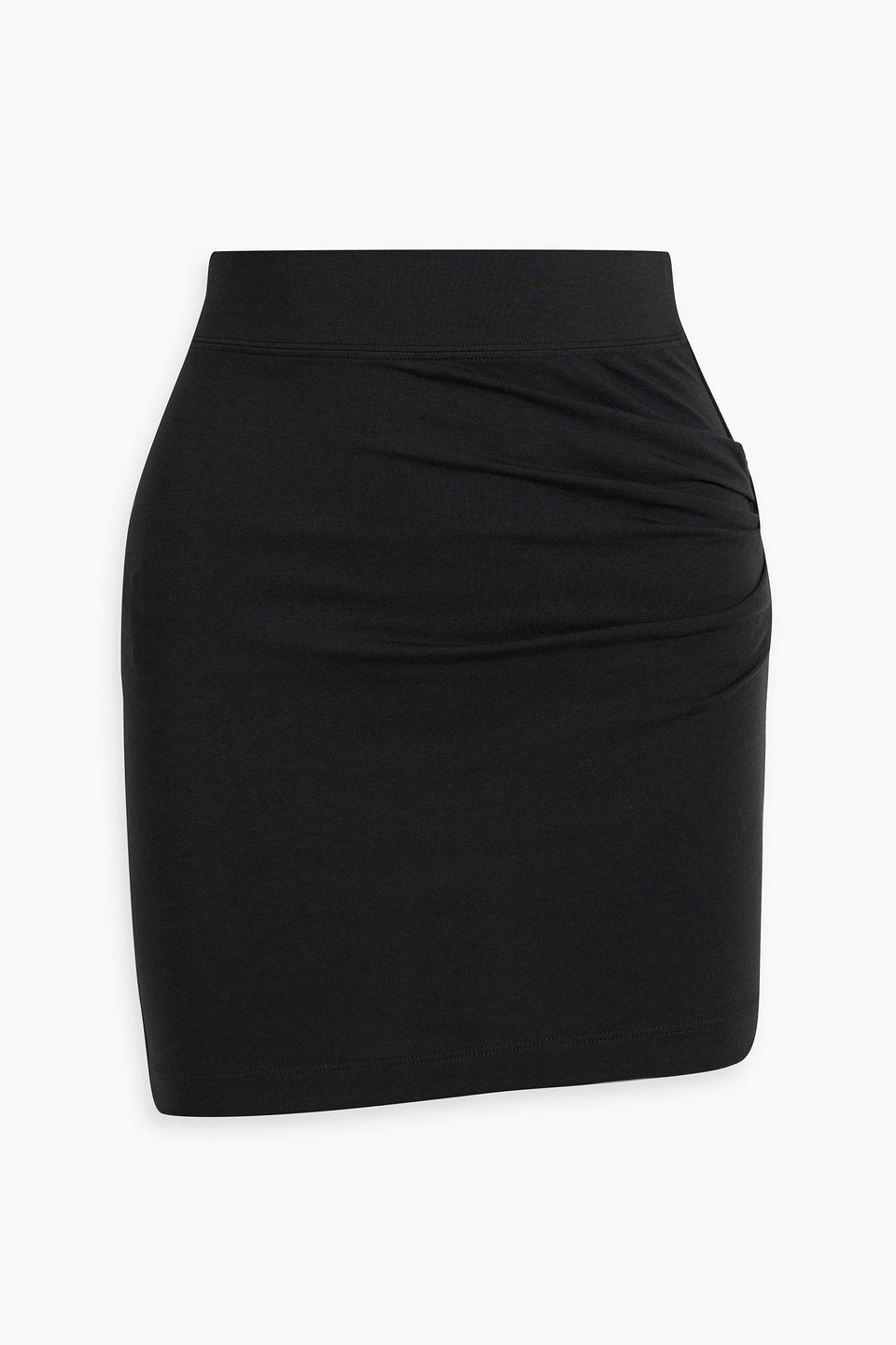 Helmut Lang Ruched Stretch Cotton And Modal-blend Jersey Mini Skirt In Black