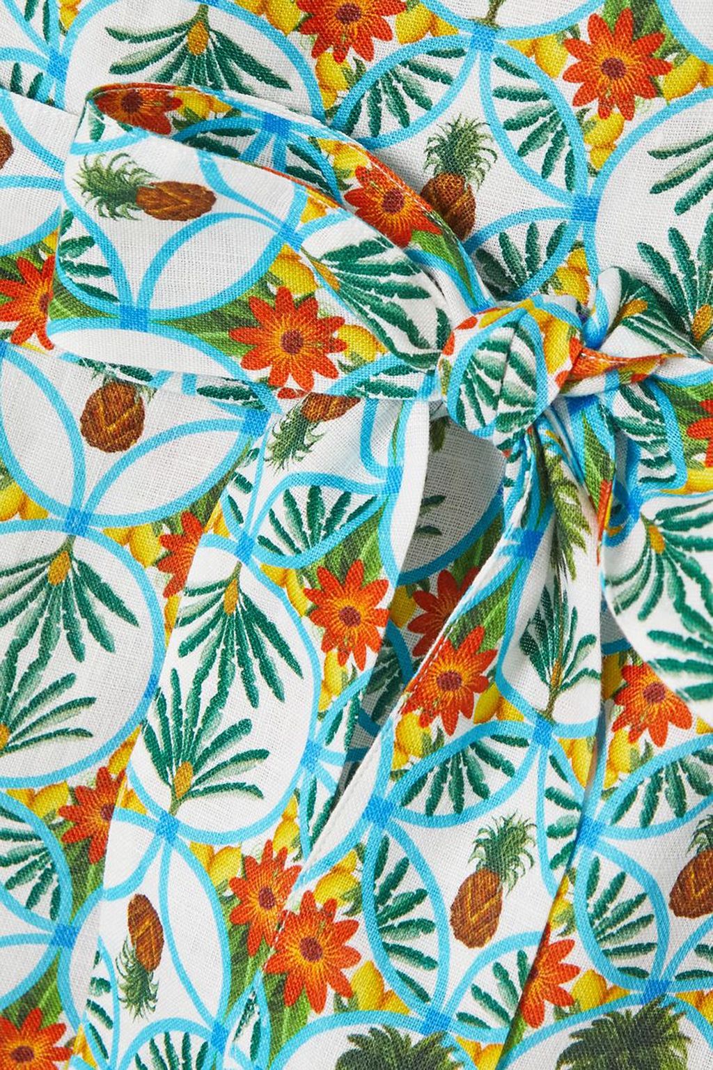 BORGO DE NOR Pietra one-shoulder printed cotton and linen-blend mini dress