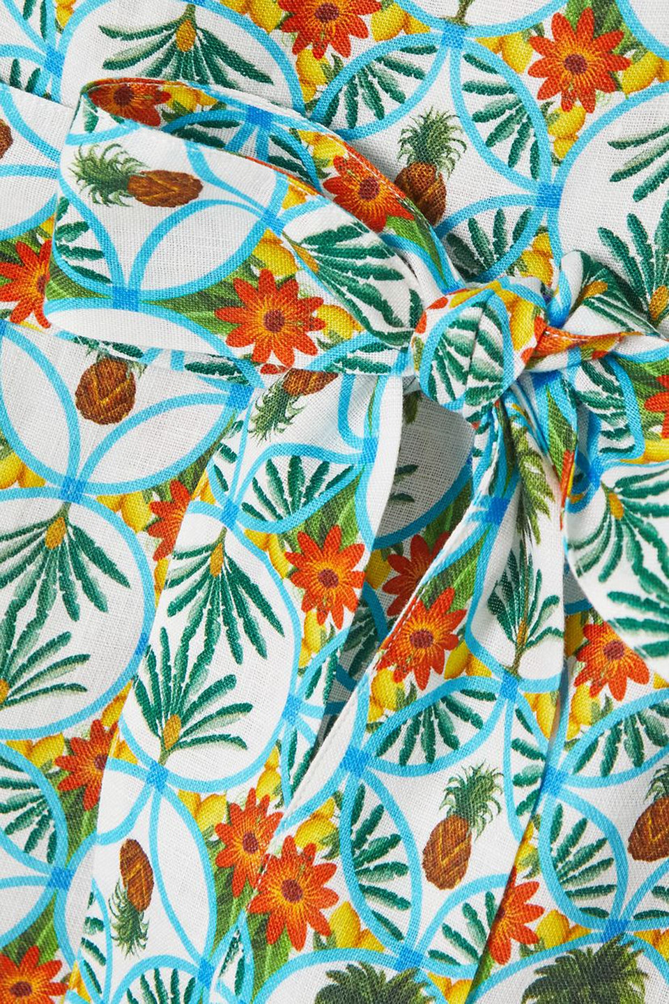 BORGO DE NOR PIETRA ONE-SHOULDER PRINTED COTTON AND LINEN-BLEND MINI DRESS