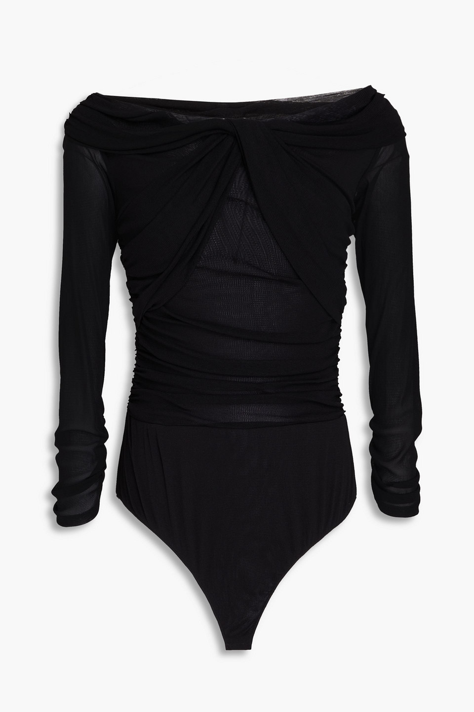 Diane Von Furstenberg Salem Twisted Stretch-mesh Bodysuit In Black