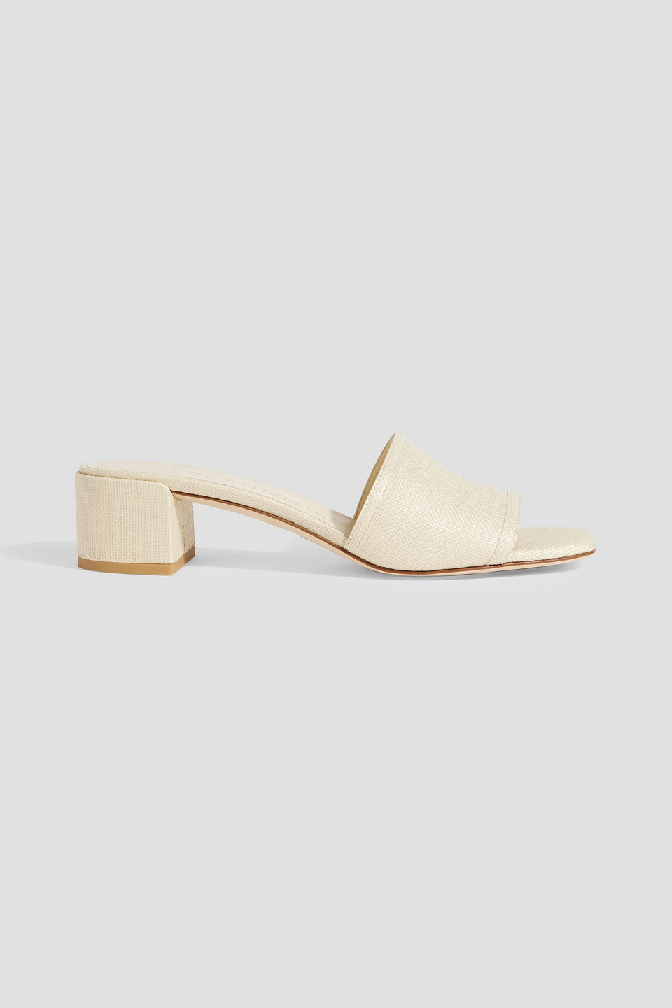 Stuart Weitzman Cayman 35 Canvas Mules In Cream