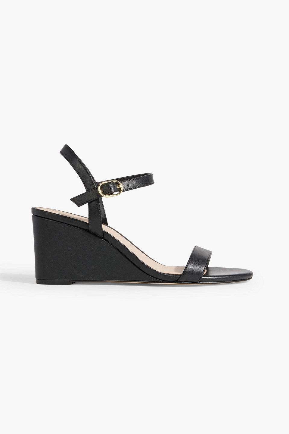 Stuart Weitzman Women's Avenue Leather Wedge Sandals In Black