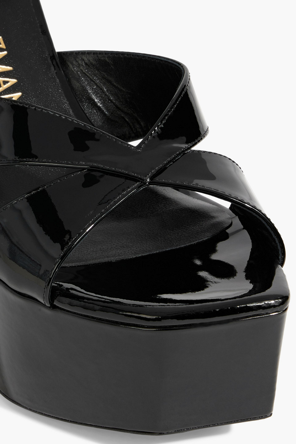Stuart Weitzman Dayna Leather Crisscross Platform Sandals In Black