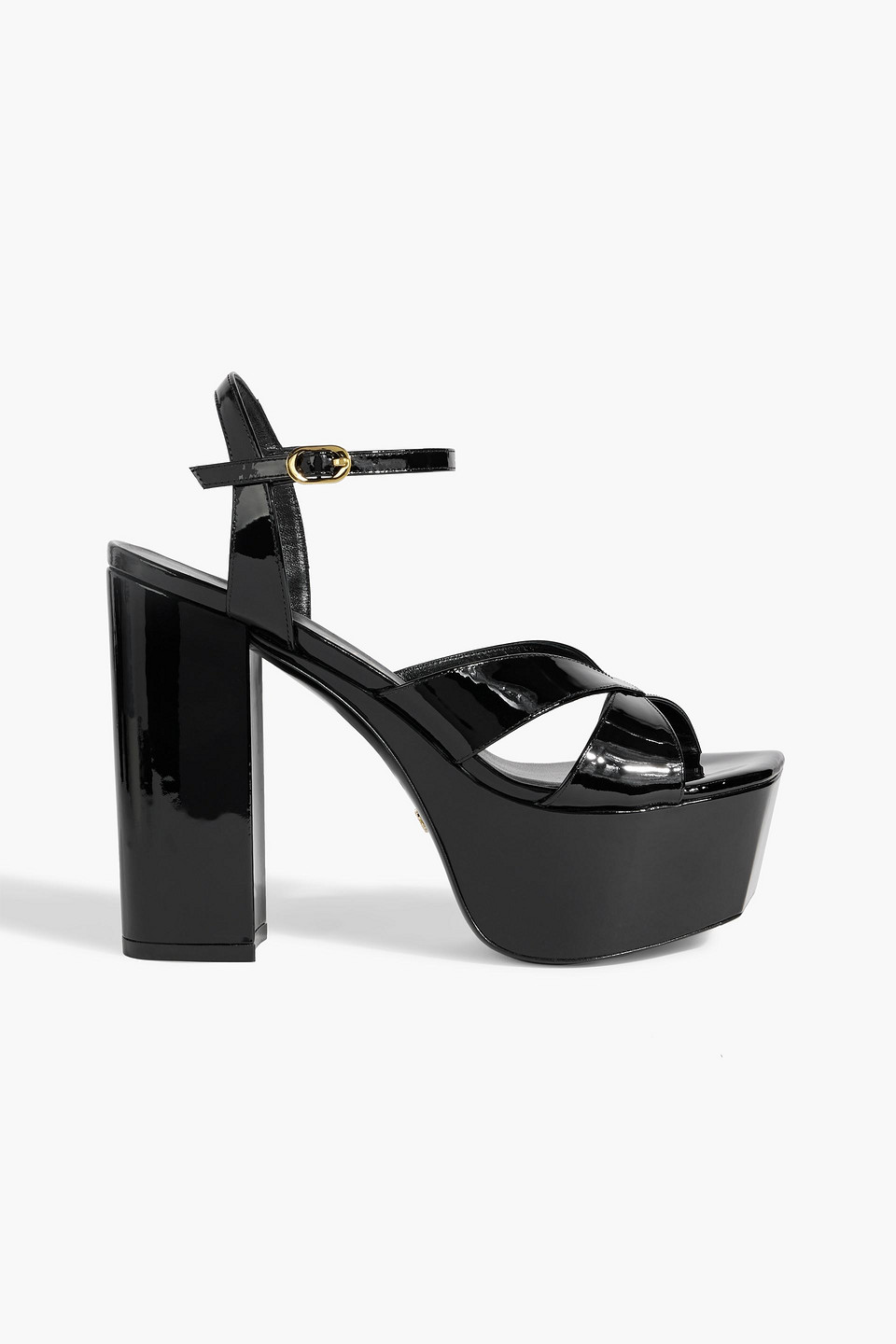 Stuart Weitzman Dayna Leather Crisscross Platform Sandals In Black