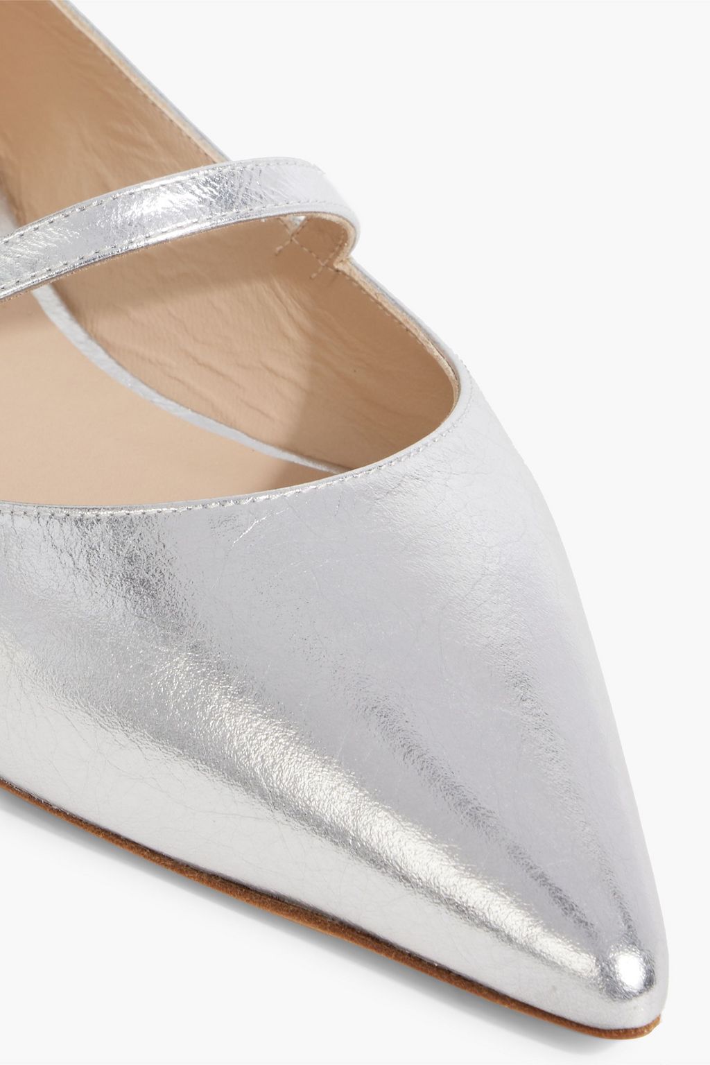 STUART WEITZMAN Emilia metallic leather point-toe flats