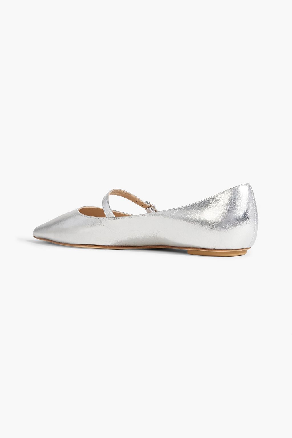 STUART WEITZMAN Emilia metallic leather point-toe flats