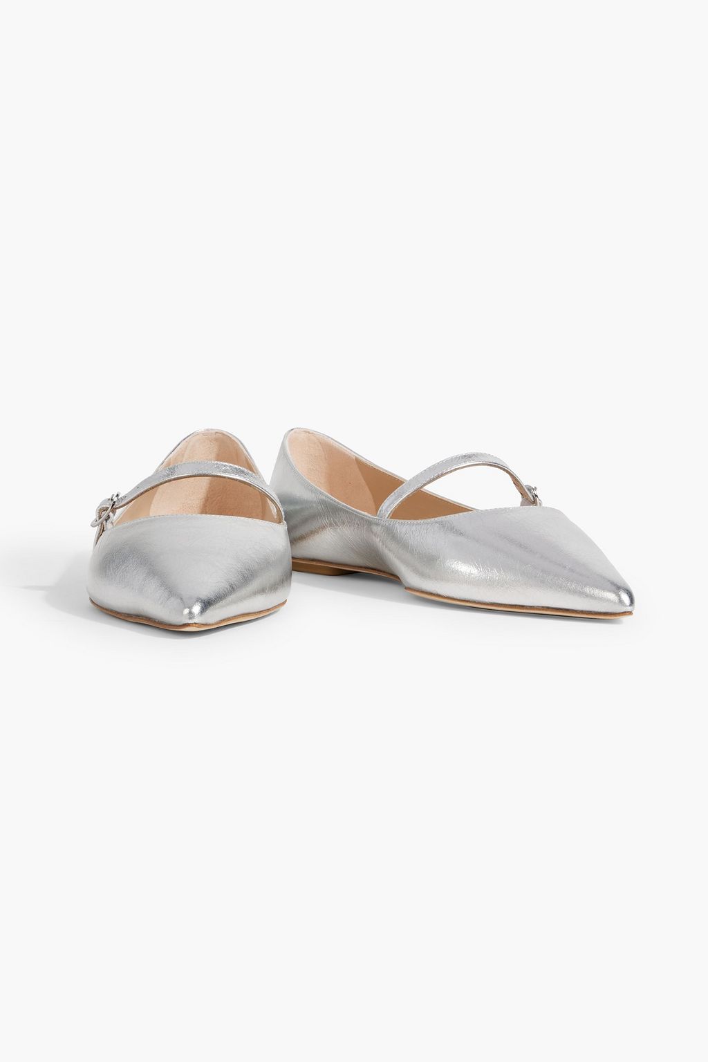STUART WEITZMAN Emilia metallic leather point-toe flats