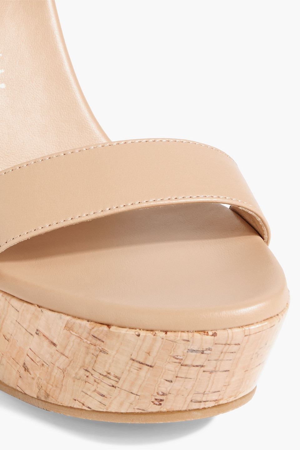 STUART WEITZMAN LEATHER ESPADRILLE WEDGE SANDALS